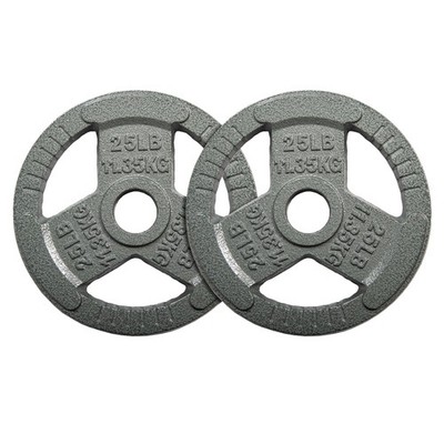 25LB × 2 Cast Iron Weight Plates for Strength Training, Fits 2-Inch Barbell