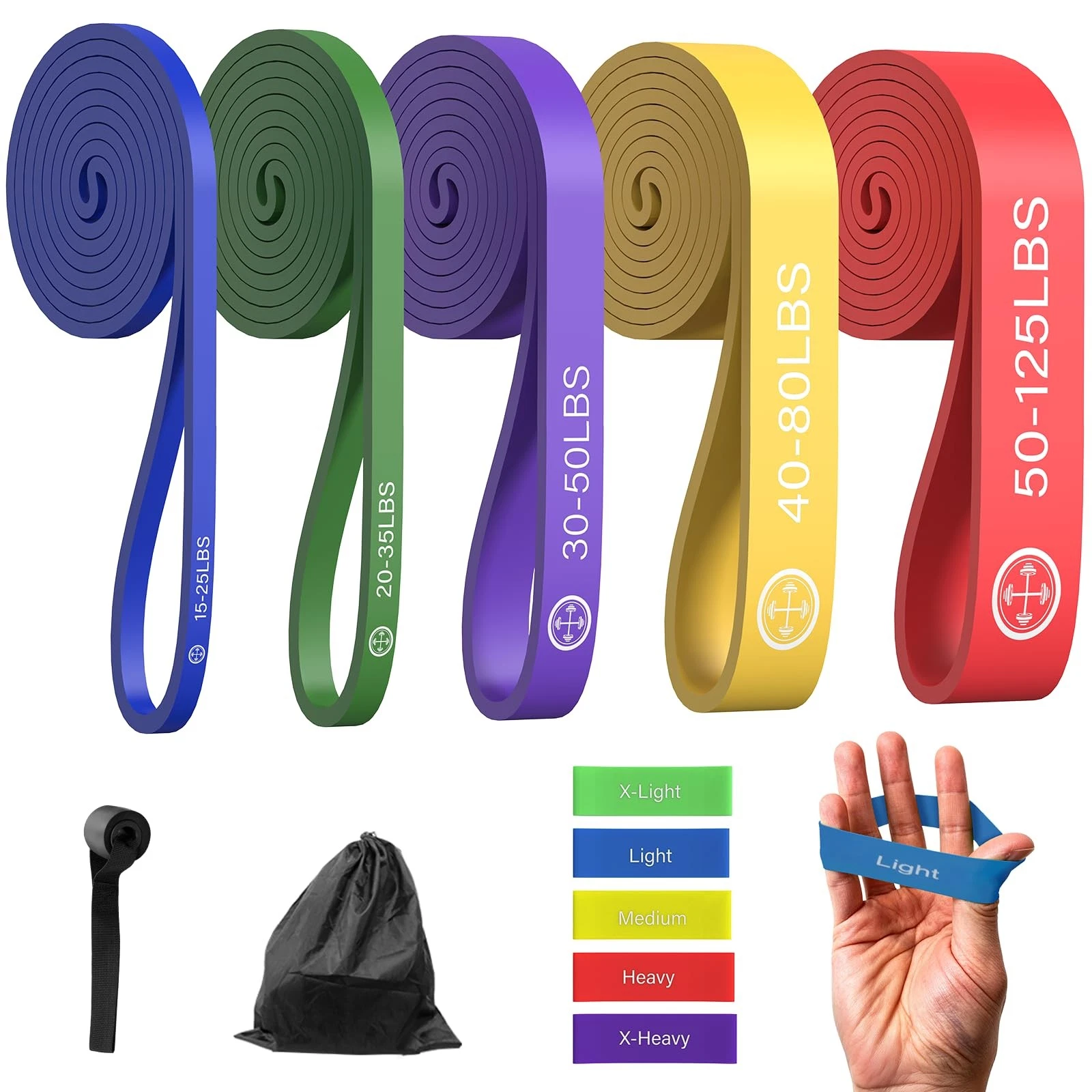 Exercise Bands，Set of 5 Resistance Bands & Finger Exerciser for Working Out,P...