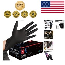 Multipurpose Nitrile Disposable Gloves 100 Count - Black, Flexible & Comfortable