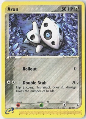 Aron 25/109 Uncommon Ruby & Sapphire Pokemon Near Mint