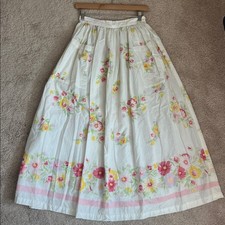 Vtg Ralph Lauren Country Skirt Size 6 Floral Pleated A-Line Prairie Maxi Cotton