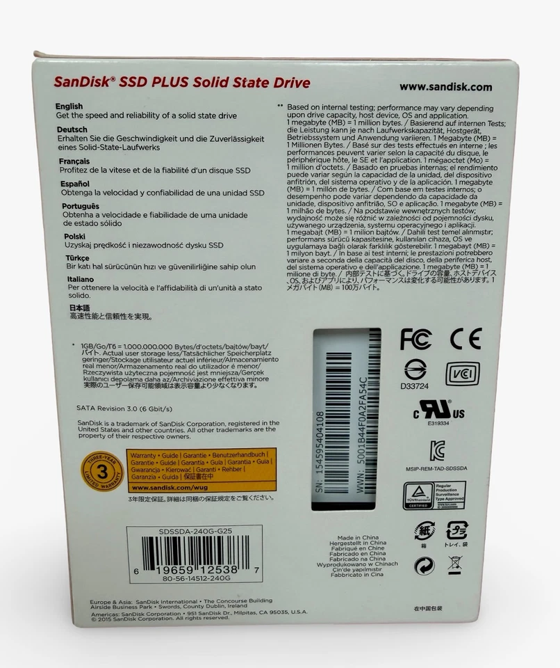 SanDisk SSD Plus Internal 2.5" 240GB Solid State Drive SDSSDA R/530MBs W/400MBs - Image 2 of 2