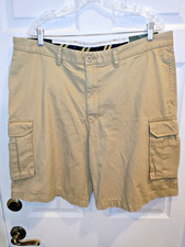 NEW W/ TAGS Men's IZOD Size 40 0-9 Chino Tan Weathered Soft Khaki Cargo Shorts