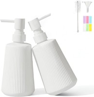 Seifenspender 2 StüCk Weiß 350Ml Glas Mit Pumpspender FüR KüChe Bad 17,3X7,2 Cm
