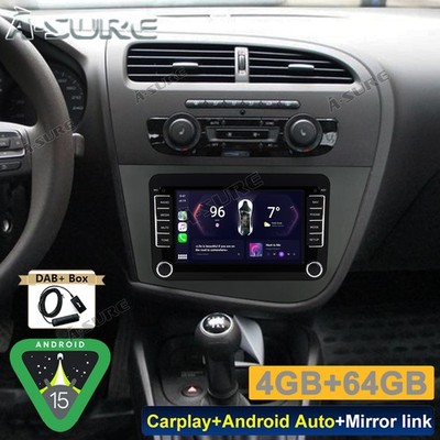 7'' DAB+ 4+64G Android 15 Autoradio CarPlay DSP RDS FM NAVI Für Seat LEON MK2 1P1