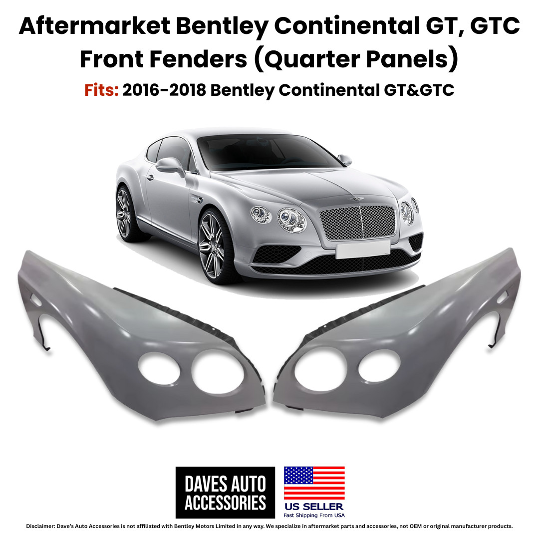 Aftermarket 16-18 Bentley Continental GT GTC Carbon Fiber Front Fender Set