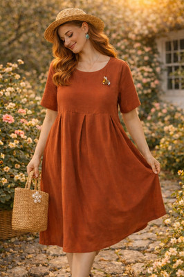   Damen Maxi Kleid Lagenlook orange Tasche 6XL 7XL 8XL 56 58 Leinen plus Size