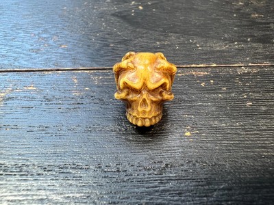 Hand-Carved Yak Bone Citipati Skull Bead with Hand   Tibetan Buddhist Mala Guru