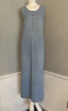 Vintage Denim Maxi Dress Jumper Country Prairie Cottagecore Boho 90s Womens M