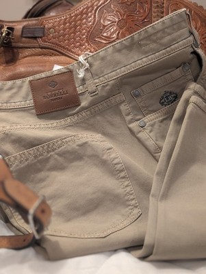 LUIGI BORRELLI NWOT MEN'S 35X32 SLIM FIT JEANS DESIGNER ITALY KHAKI/TAN