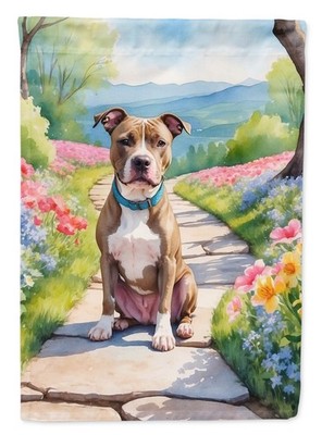 Caroline's Treasures Pit Bull Terrier Spring Path Garden Flag DAC6686GF