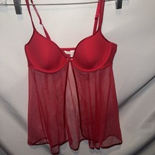 Victoria's Secret Floral Teddy Babydoll Nightie Red Size 36C