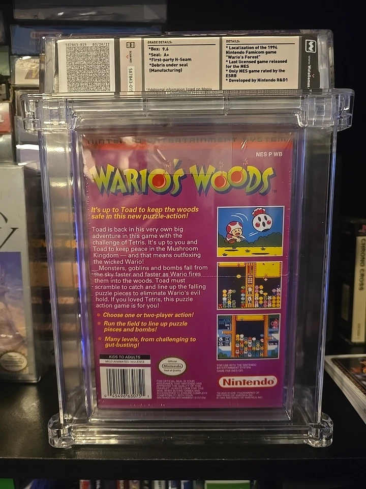 BRAND NEW! WATA 9.6 A+ Wario's Woods (Nintendo NES, 1994) RARE!!! - Image 2 of 2