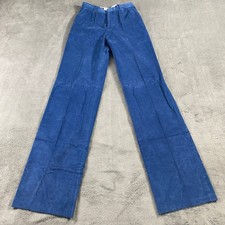 Lands End Corduroy Pants Womens 10 Blue High Rise Wide Leg Pleated Vintage USA