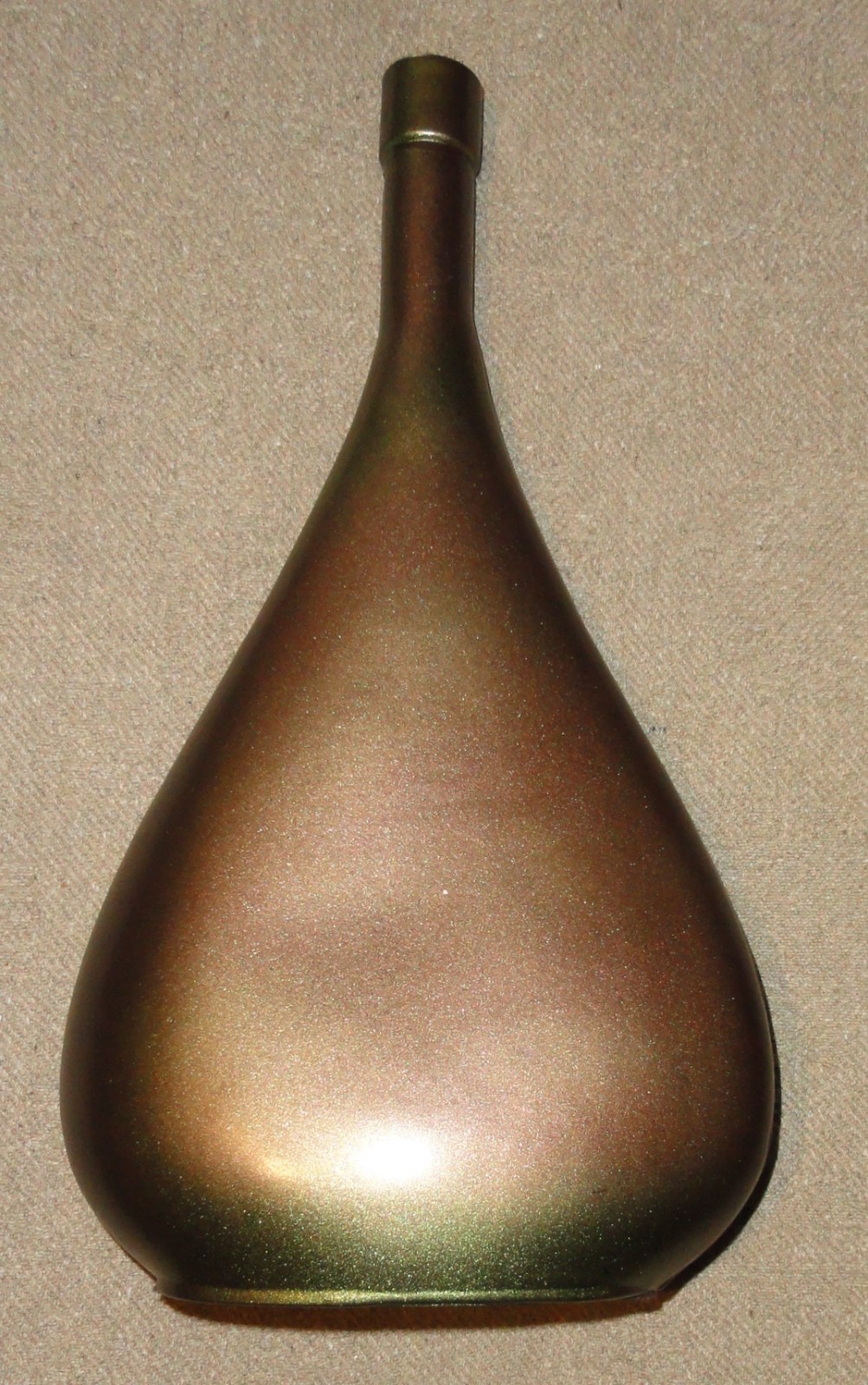 VIDRIOS SAN MIGUEL Green Glass Bronze Toned Bottle 13.5 in. Tall MCM