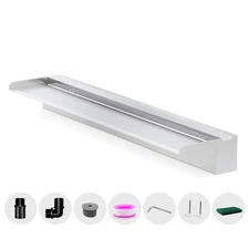 Waterfall Pool Fountain, Stainless Steel Waterfall Spillway with Pipe Connect...