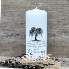 Kerze Trauer, Erinnerung - Trauerweide