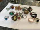 VINTAGE TO NOW FASHION / COSTUME JEWELRY RING LOT - ASSORTED SIZES & MATERIALS