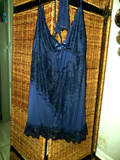 Babydoll Lingerie Lace 2 pc Navy Sleepwear Nightdress  G-string sz 3x/4x w bag
