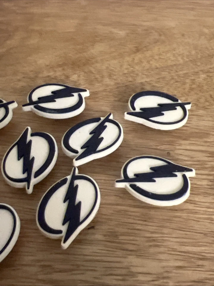 Jibbitz Hockey Tampa Bay Lightening Bolt Navy Blue Bolt On White Silicone Set 9 - Image 3 of 4