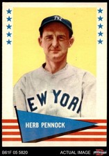 1961 Fleer #133 Herb Pennock Yankees HOF 7.5 - NM+