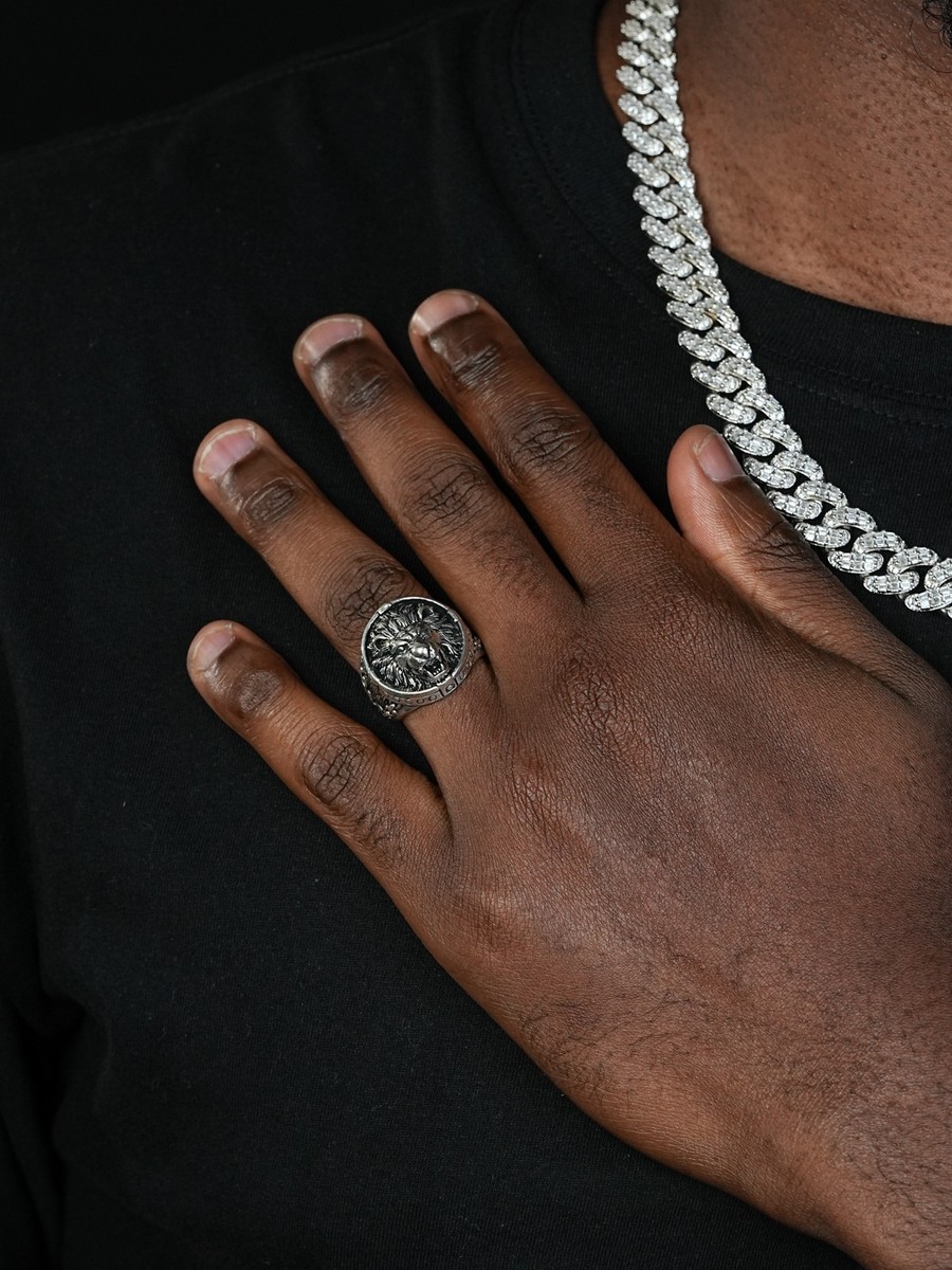 Mens Real Solid 925 Sterling Silver King Lion Of Judah Rasta Ring