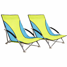 Set TWO Camping Beach Chairs Fishing Folding Deck Seats Light Portable Travel