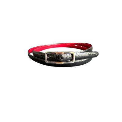 Ralph Lauren Reversible Belt Black Croc Embossed Red Patent 