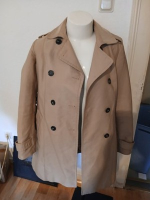 ZARA BASIC Damen Trenchcoat Beige Khaki Gr. XS Mantel Übergangsjacke Klassisch