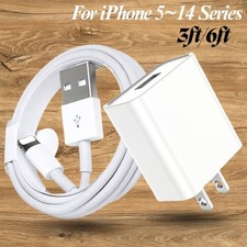 USB Fast Charging Cable Wall Charger Block For iPhone 6 7 8 X XR XS 11 12 13 14