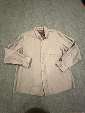 Eddie Bauer Shirt Mens XL Gray Relaxed Fit Button Down Long Sleeve Pocket Cotton
