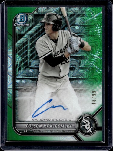 2022 Bowman Mega Colson Montgomery Chrome Green Mojo Auto /99 White Sox BMA-CM