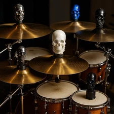 Skull & Bones Cymbal Topper – Drum Kit Accessory – Stage Flair & Custom Fastener