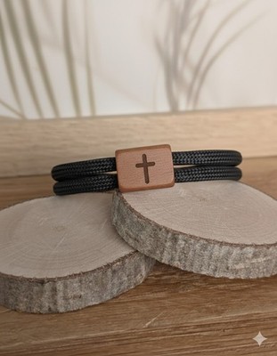 Symbol Armband / Paracord / Holzelemt / Kommunion / Konfirmation / Taufe