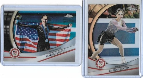 BOTH 2026 TOPPS OLYMPIC CHROME ISABEAU LEVITO "REFRACTOR" CARD LOT ~ #73 & #173