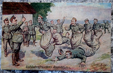 65435 Postcard Soldatenfreuden Sackhüpfen Feldpost 1918 Militaria 1. WK