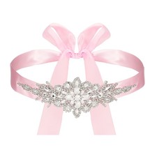 Bridal Belt 4cm Wide Sparkly Crystal Rhinestone Wedding Dress Belt Pink