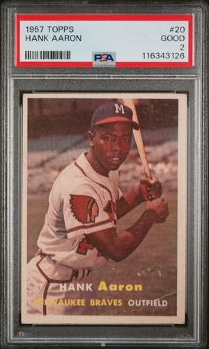 1957 TOPPS #20 HANK AARON PSA 2