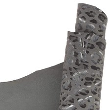 Peau de cuir de chèvre velours fantaisie - imprimé léopard - GRIS S56