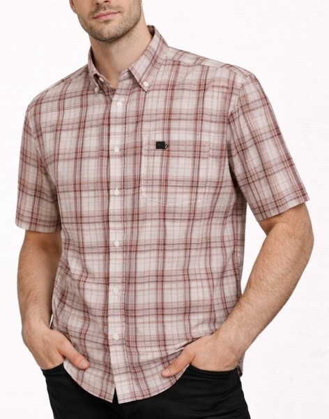 Men Jack Wolfskin Shirt Red Cotton L