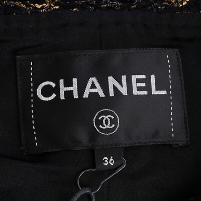 70678 auth CHANEL black gold wool 19A NEW YORK OVERSIZED TWEED