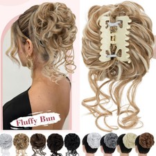 100 Real Natural Clip on in Messy Bun Hair Piece Extension Hair Claw Updo Blonde