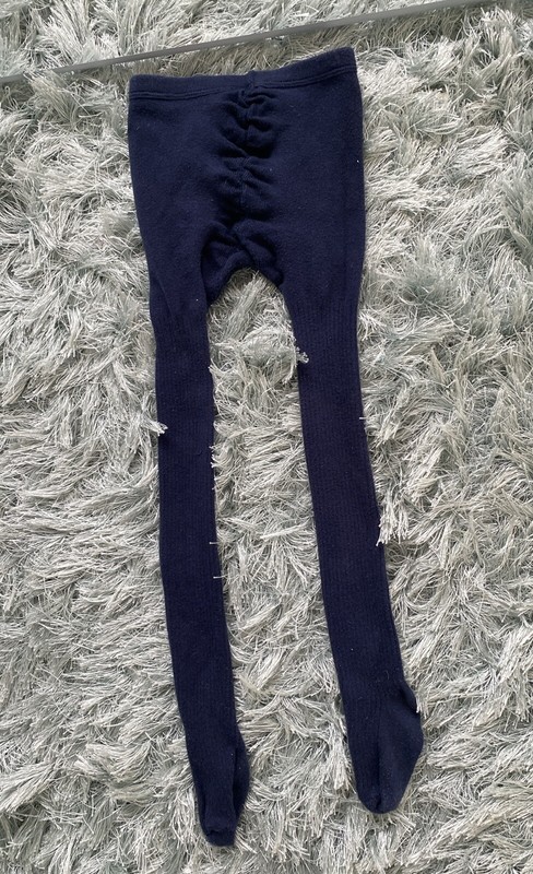 Girls HEAVYWEIGHT COTTON Sweater Footed TIGHTS Navy Blue Size 12-14 Large Warm