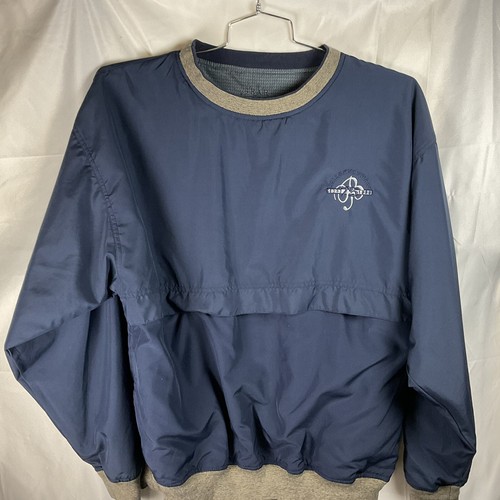 Mens Jacket Pullover Large Windbreaker Blue Reversible Pockets On Both Sides - Picture 4 of 9