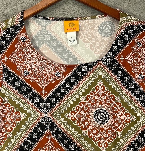 RUBY RD Womens Large Top Brown Textured Geometric… - image 2