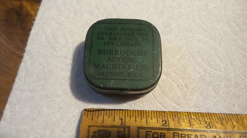 Vintage Antique BURROUGHS ADDING MACHINE RIBBON TIN 3/4