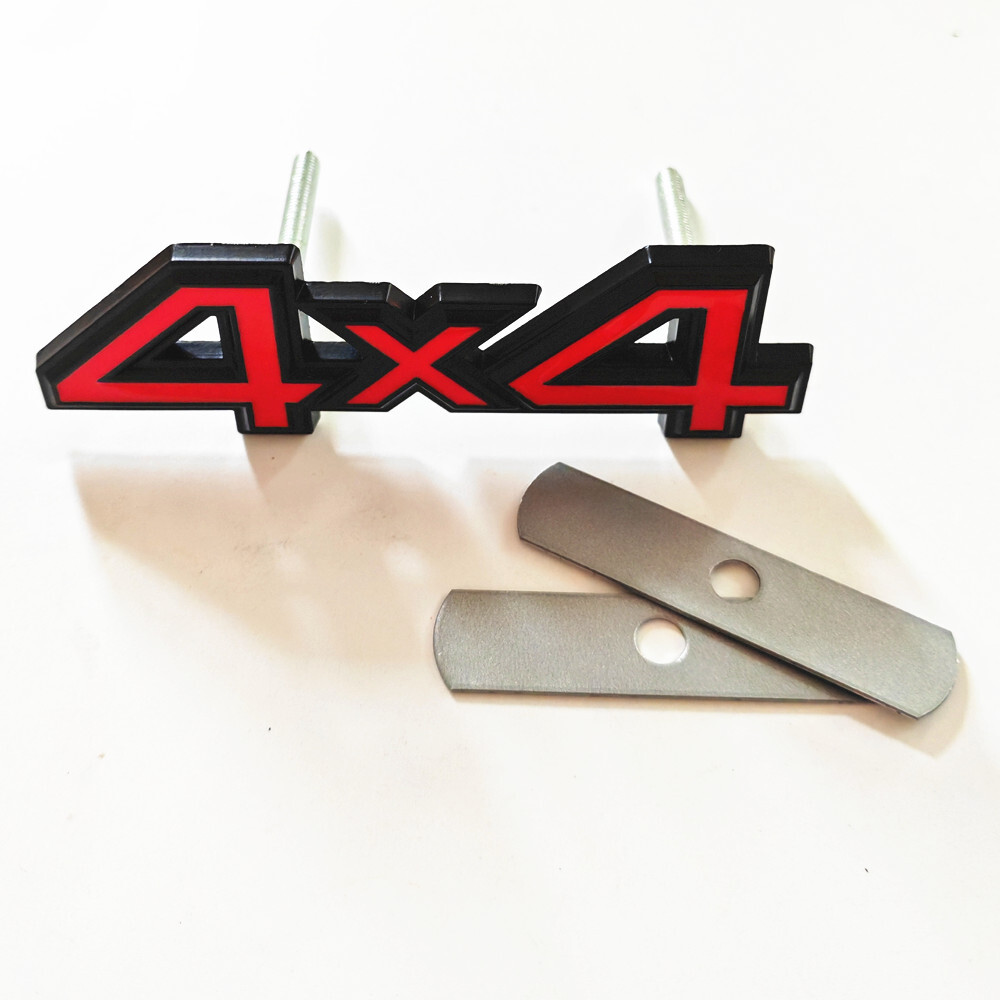 3D 4x4 Black Red Sport Metal Hood Grille Emblem Decal  