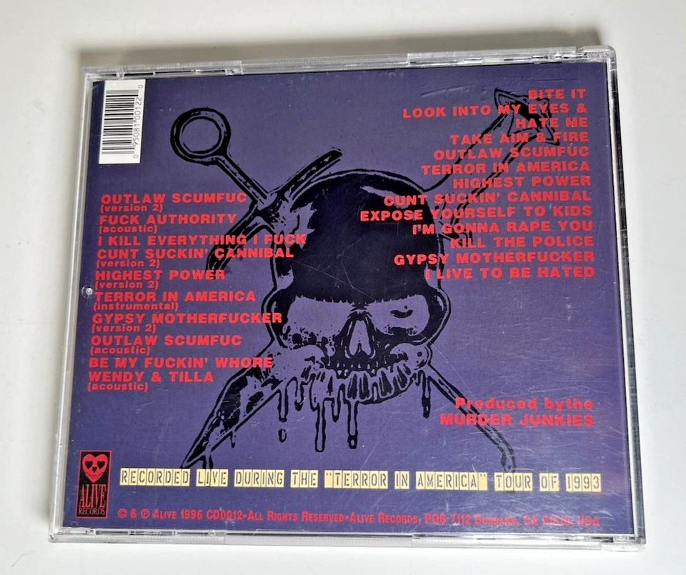 Terror in America от Gg Allin & Murder Junkies (CD, 1996) - Изображение 3 из 3