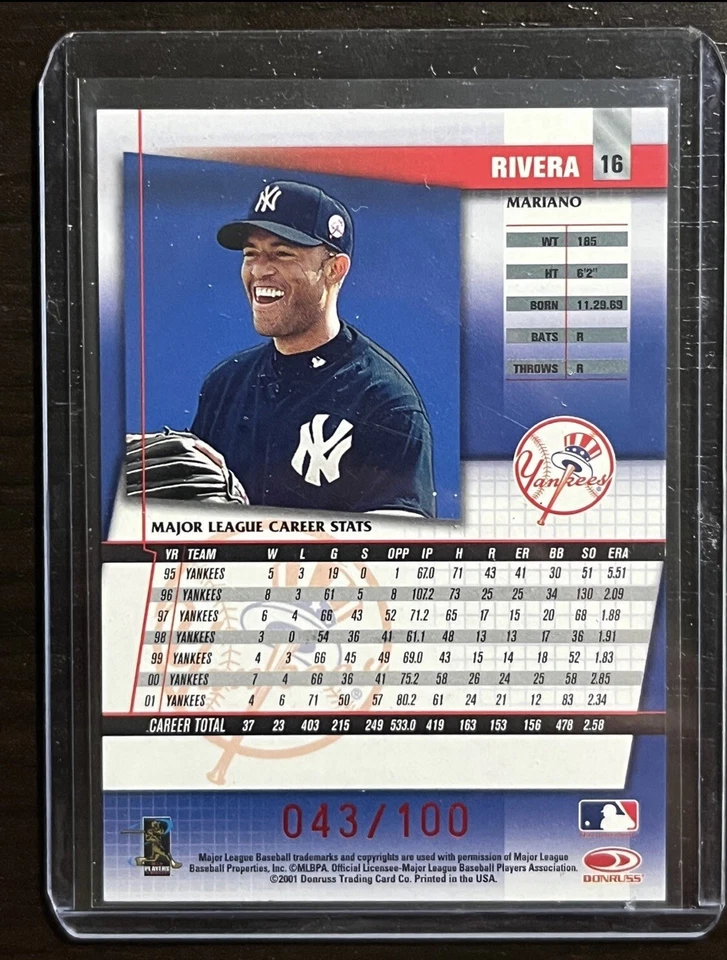MARIANO RIVERA 2002 Donruss Best of Fan Club Spotlight #’d /100! Yankees - Image 2 of 3