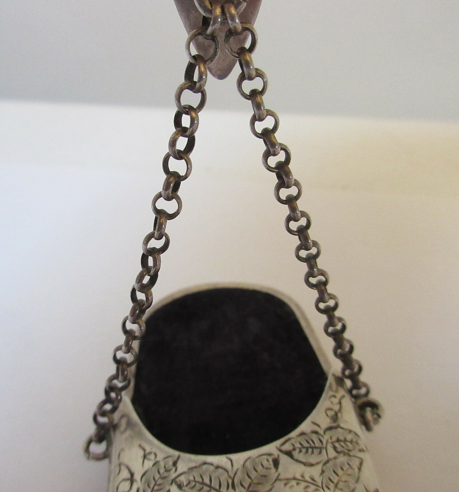 Silver Spectacles Case with Chain Chatelaine Engr… - image 5